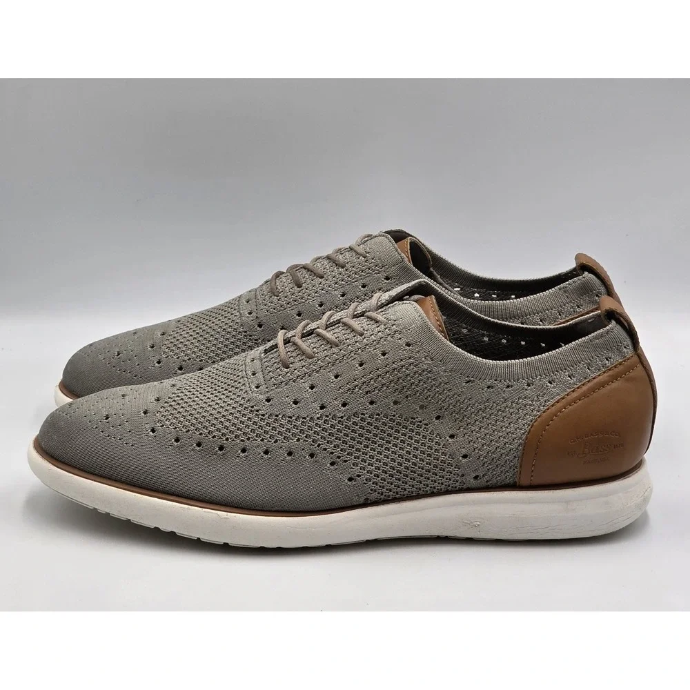 G.H.‎ Bass Kole Knit Mens 12 Gray Tan Slip On Casual Dress Shoes 713211XK36